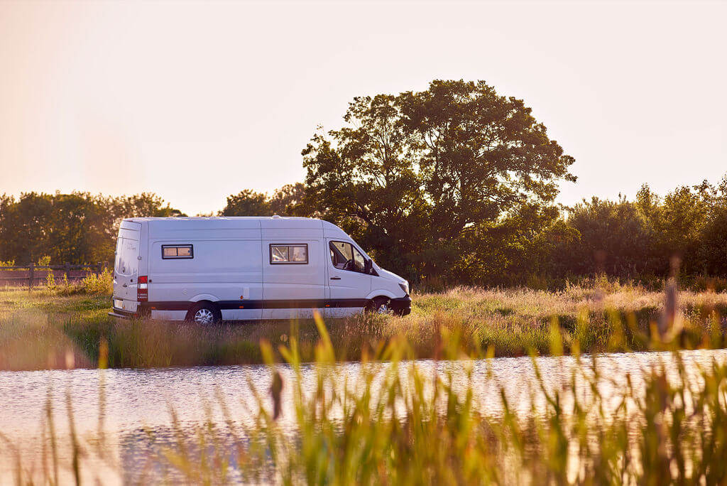 Parked Campervan in Scenic view